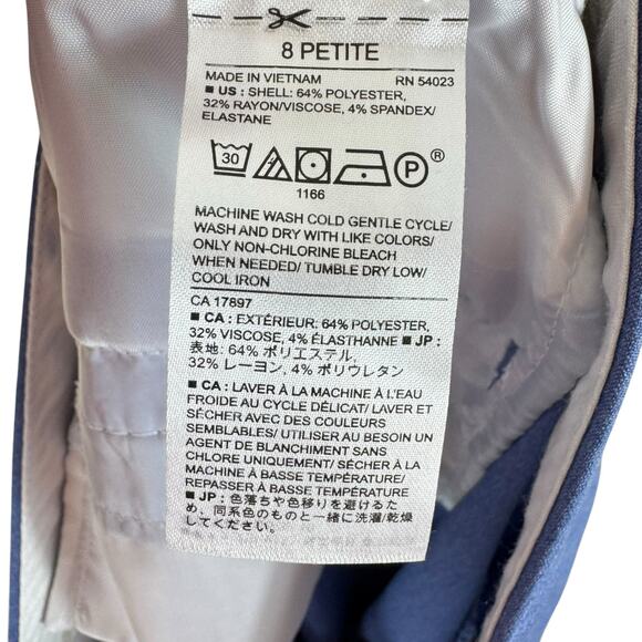 Banana Republic Blue Ryan Fit Straight Leg Mid Rise Chino Pants Trousers Size 8P - Picture 5 of 5